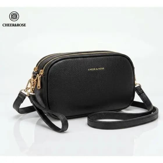 Bolsa Transversal com Duplo Zíper + Alça de Mão / Bolsa pequena / Bolsa transversal /Bolsa com zíper duplo