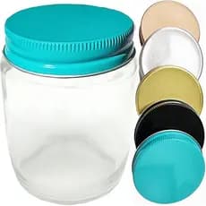 10 potes de vidro com tampa e alumínio 200ml para condimento, bolo no pote e vela no pote da Sweet Amado