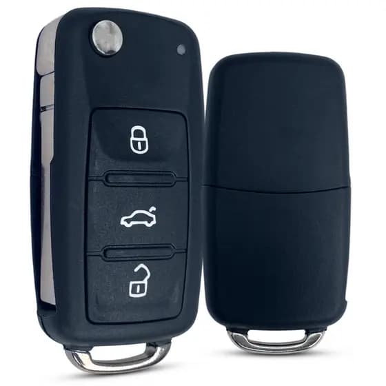 Carcaça Chave Canivete Gol Up Jetta Voyage Fox Tiguan Golf 3 Botões Com Emblema