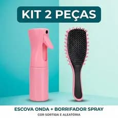 Kit Escova de Fitagem Onda e Borrifador Spray Cachos 2 Peças Definição Anti Frizz Cor Sortida