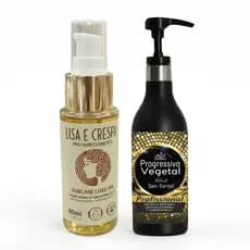 Kit Progressiva Vegetal + Óleo Sérum Finalizador – Alinhamento, Brilho e Controle de Frizz