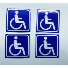 Adesivos PCD Cadeirante Aviso Para Vidro de Carro uso externo ou Carenagem de Moto 4 Unidades