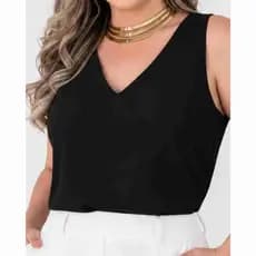 Blusa Feminina Regata Alfaiataria Social Blusinha tendencia gola v transpassada
