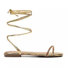 Sandalia Feminina Rateira Gladiadora Com Strass Dourada Rateirinha Macia Envio Já