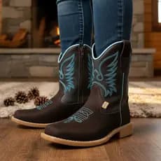 Bota Botina Texana Infantil Masculina Couro Legítimo Super Confortável Country Lançamento