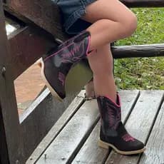 Bota Botina Texana Infantil Couro ountry Boiadeira Festa junina Rodeio Confortavel
