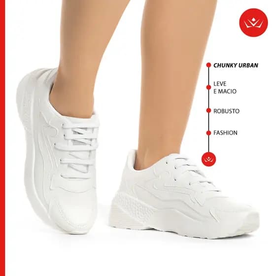 Tênis Feminino Vili Chunk Urban Casual Confortável Branco