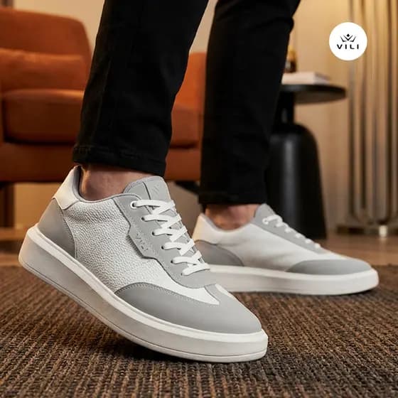 Tênis VILI Urban Masculino Sapatênis Casual Couro Nobuck Branco