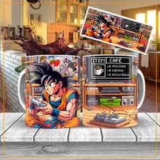 Caneca Goku Gamer Anime de porcelana 325ml