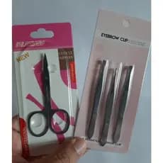 Kit Tesoura de Unha + 3 Pinças para Designer / Manicure / Unhas e Sombracelhas