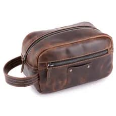 Necessaire Estojo Porta Objetos Couro Legítimo Espaçosa