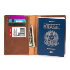 Porta Passaporte Documentos Cartões/cédulas Couro Legítimo-01