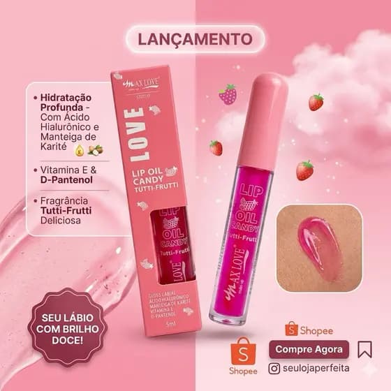 lip oil candy tutti-fruti gloss labial MAX Love