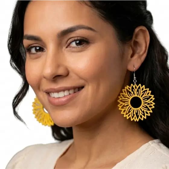 Brinco Girassol Floral Feminino Delicado Fofo Pequeno Leve Presente Feminino Acessório Moda Romântico Bonito Elegante