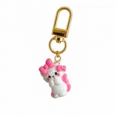 Chaveiro Mini Gatinha Fofa Rosa Acessório para Bolsa, Mochila e Chaves