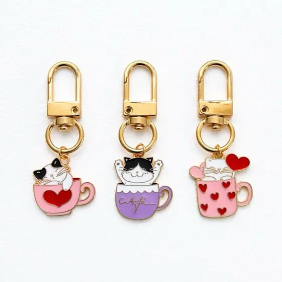 Chaveiro Gatinhos Gato Café Fofo Pet Acessório Bolsa Carteira