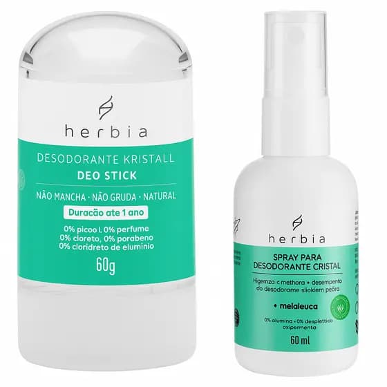 Kit Desodorante cristal mini + Spray higienizante e Minibag de brinde