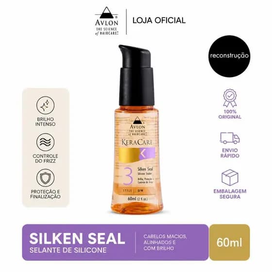 Finalizador Avlon KeraCare Silken Seal Silicone Selador e Reparador de Pontas com Proteção Termica 60ml