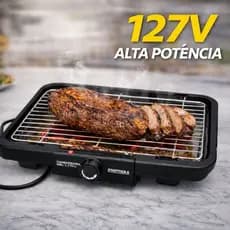 Churrasqueira Elétrica Portátil 127V Grill Elétrico Grelha Removível Compacta Fácil Limpeza Mesa Apartamento Churrasco