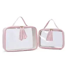 Kit Maleta Transparente P G Organizadora Viagem Maquiagem