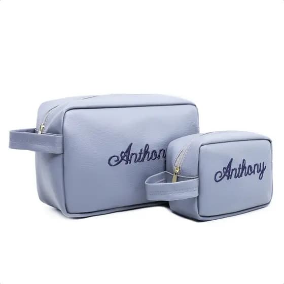 Kit 2 Necessaires Personalizadas Bordadas Organizadora Viagem Maquiagem