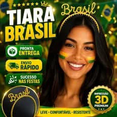 Tiara Arco Brasil Escrita Copa Unissex Confortável Alta Qualidade | Tiara Brasil Verde E Amarela Enfeite De Cabelo Festa