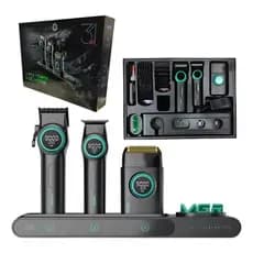 Combo VGR stepless 3 in 1  máquina corte + acabamento + shaver + stand Black