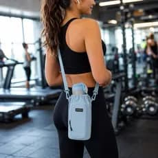 Bolsa Porta Garrafa Térmica com Zíper e Alça Ajustável Impermeável para Viagem Academia Passeio