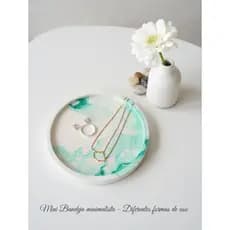 Mini Bandeja Minimalista Verde Turquesa em Gesso - Organizador Versátil, porta chaves, porta anéis, aparador de anéis.