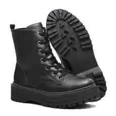 Coturno Feminino Falcucci  Bota Plataforma Tratorado Cano Curto