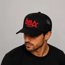 Boné Brasil Eleição Trucker Aba Curva Preto Vemelho Estrela