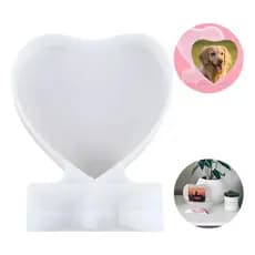 Molde de Silicone Coração Porta-Retrato para Artesanato e Decoração Resina Silicone Transparente