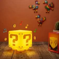Luminária Super Mario Bloco Interrogação Gamer Abajur Decorativo para Mesa e Estante Cabeceira USB