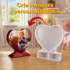 Molde Silicone Coração Retrátil para Retrato, Foto de família Casal Presente Namoro