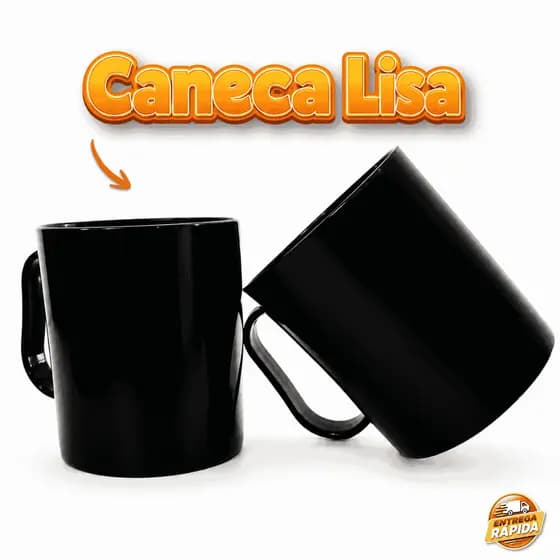 Kit 10 Canecas Pretas Lisas 450ml Plástico Resistente Para Personalizar Silkar Transfer