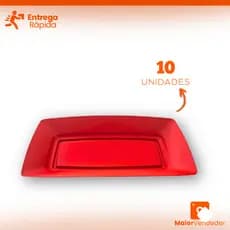 Kit 10 Bandeja Vermelha Petisqueira De Plástico Lindo Festas Decoração