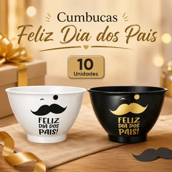 Kit Cumbuca Bowl Plástico Feliz Dia Dos Pais + Colher