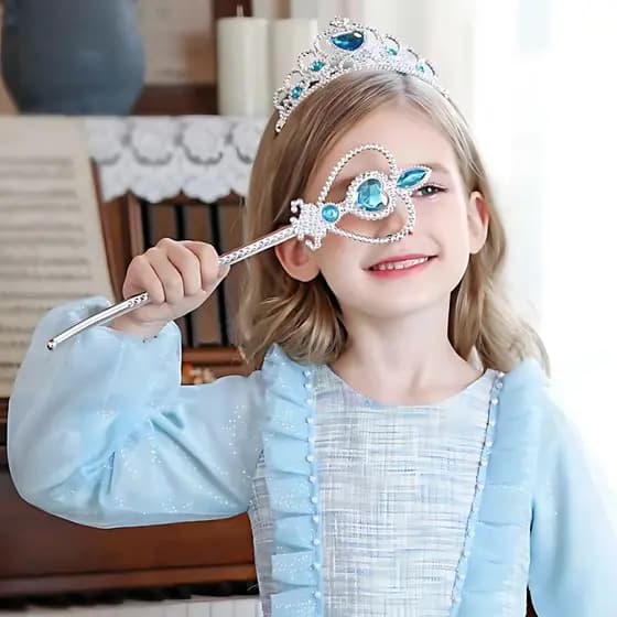 Kit Conjunto Acessórios Princesa Fantasia Infantil Festa Escola Coroa E Varinha Mágica