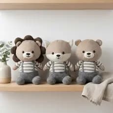 Pelúcia Amigurumi 26cm Decoração Safari e Montessoriana Quarto Bebê Nicho e Prateleira Infantil