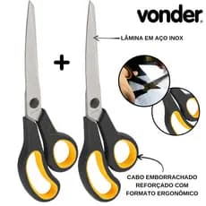 Kit 2 Tesouras Uso Geral Aço Inox 25cm Vonder Multiuso Cozinha Tecido Profissional