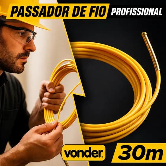Guia Passa Fio 30m/20m/10m Cabo De Energia Quadro Elétrico Reforçado 127/220v-Com alma de Aço