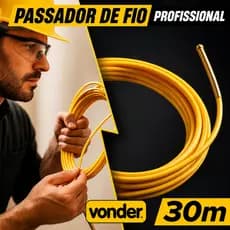 Guia Passa Fio 30m/20m/10m Cabo De Energia Quadro Elétrico Reforçado 127/220v-Com alma de Aço