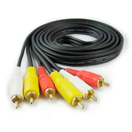 Cabo RCA x RCA áudio e vídeo com 5 metros de comprimento = 3 RCA macho x 3 RCA Macho