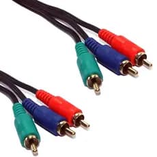 Cabo Video Componente AZUL VERDE VERMELHO Profissional Blindado 1.8 metros = 3 RCA MACHO X 3 RCA MACHO = RGB Y PB PR Emborrachado 75 Ohms para Video DVD BluRay TV LCD