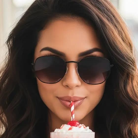 Óculos De Sol De Sol Unissex Hexagonal Com Lentes Lisas Estilo Aviador Vintage