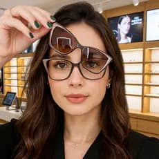 Óculos clip on armação Feminina Moderna Leve Confortável Acetato Polarizado Várias Cores