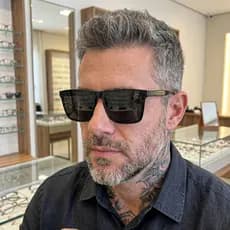 Óculos de Sol Masculino Ilook Quadrado Atemporal Preto Estilo Sofisticado com Proteção UV400 e Máximo Conforto