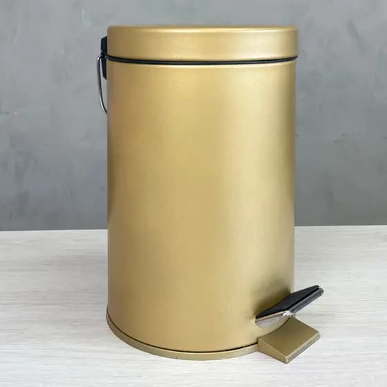 Cesto de Lixo Lixeira Dourada Ouro Fosco 3 Litros Cozinha Banheiro Escritorio Casa Golden