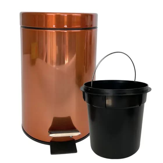 Cesta Lixeira 3l com Pedal Rose Gold para Cozinha Quarto Banheiro Lixeira com Cesto Removivel