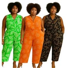 Macacão com 4 botões na frente mid/plus size feminino feminina primavera/verão/outono/inverno frio-calor todas estações